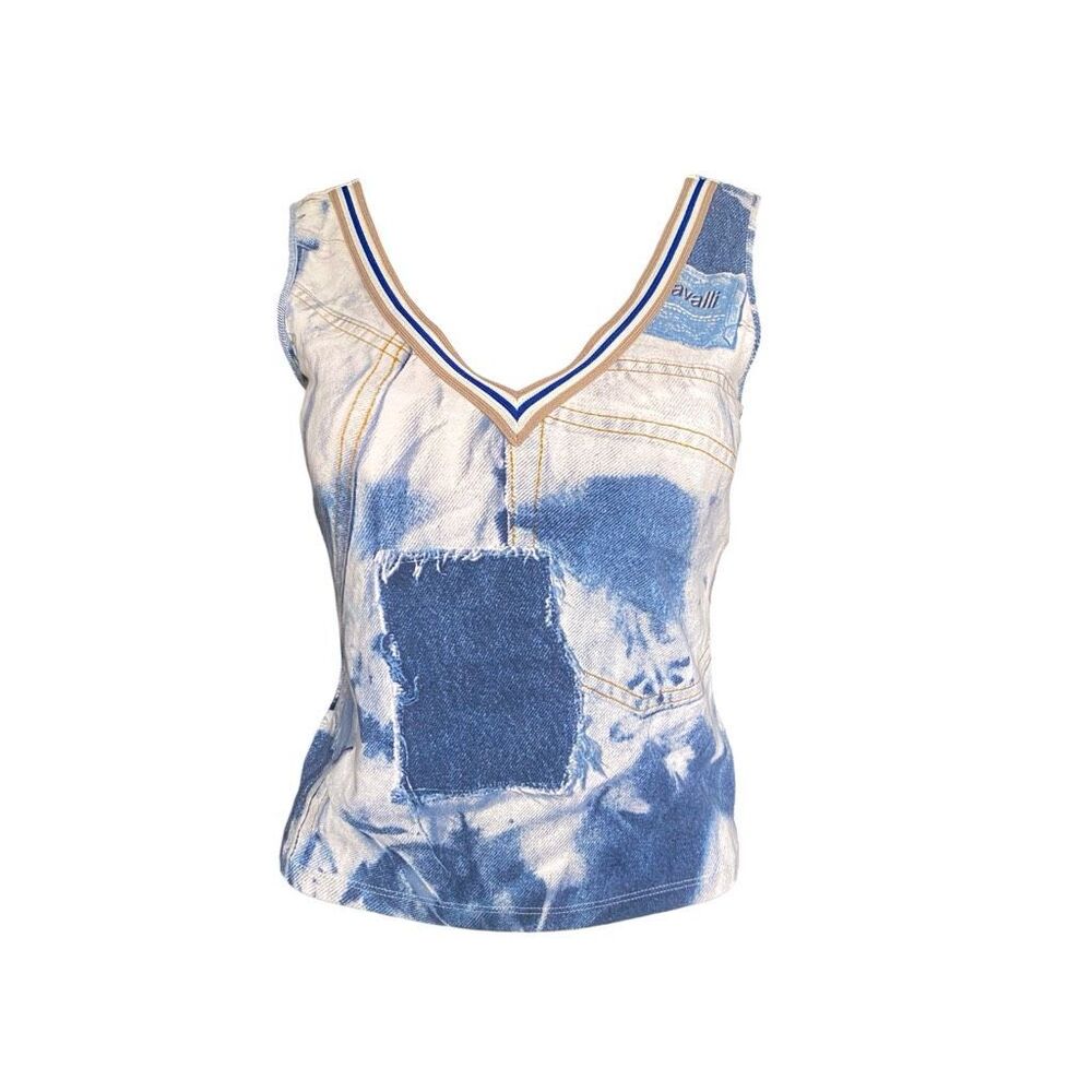 roberto cavalli denim tank top